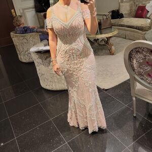 Custom Couture Gown Pink jovani lebanese designer terani portia and scar…